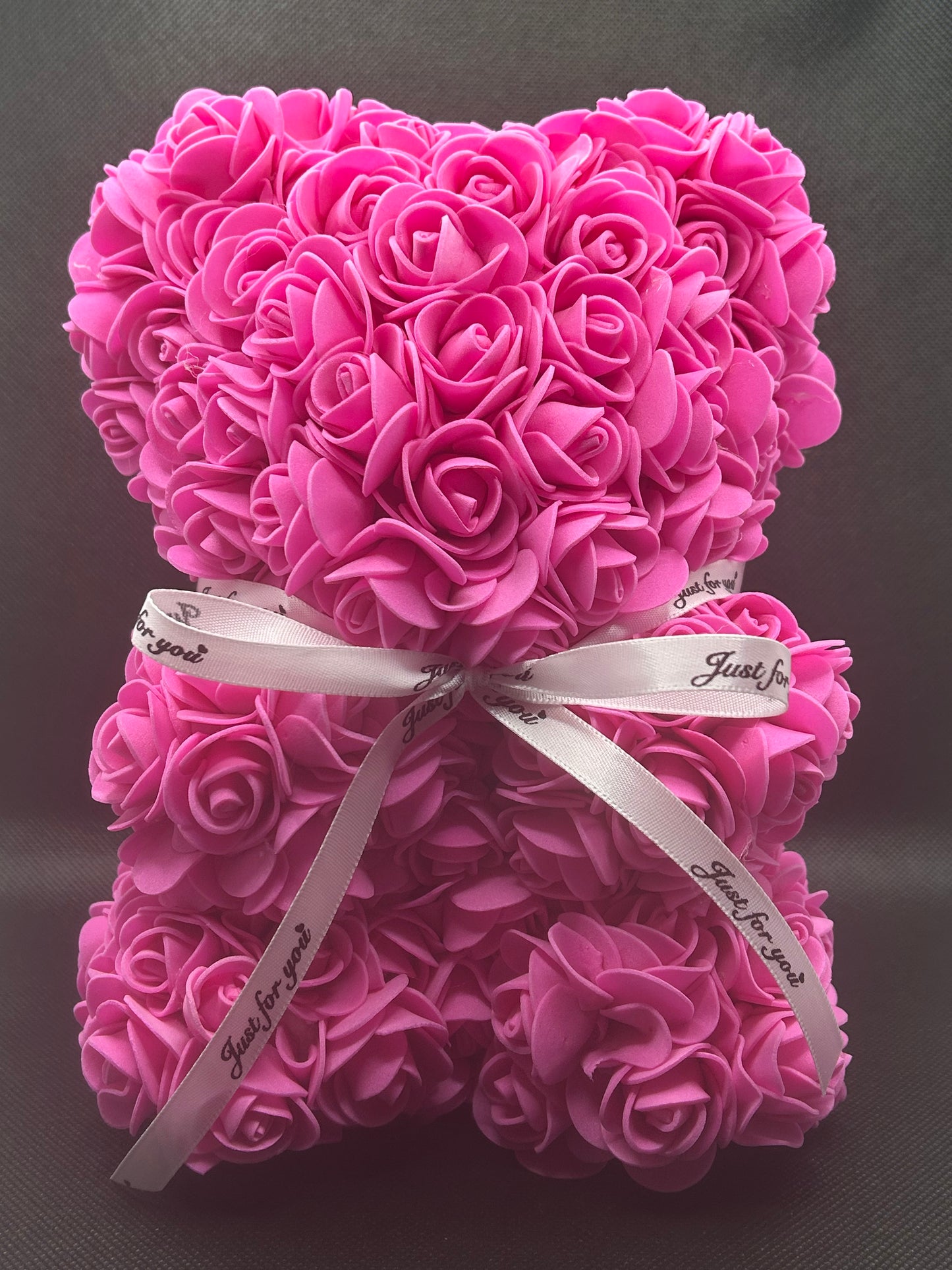 Rose bear Pink with white ribbon