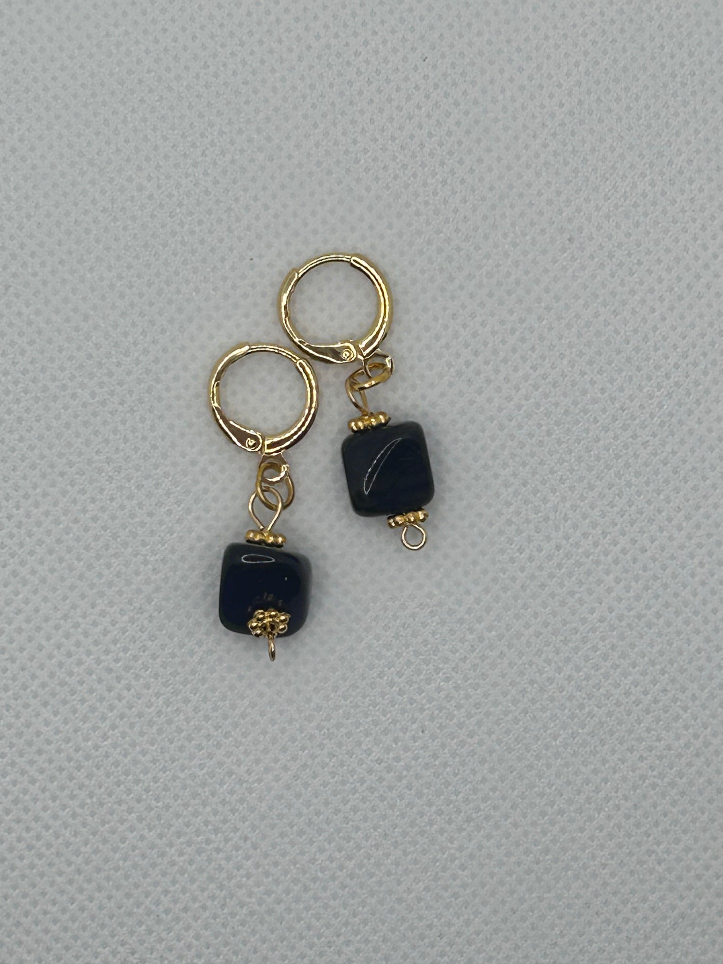 Black Onyx Stone Crystal Drop Earrings