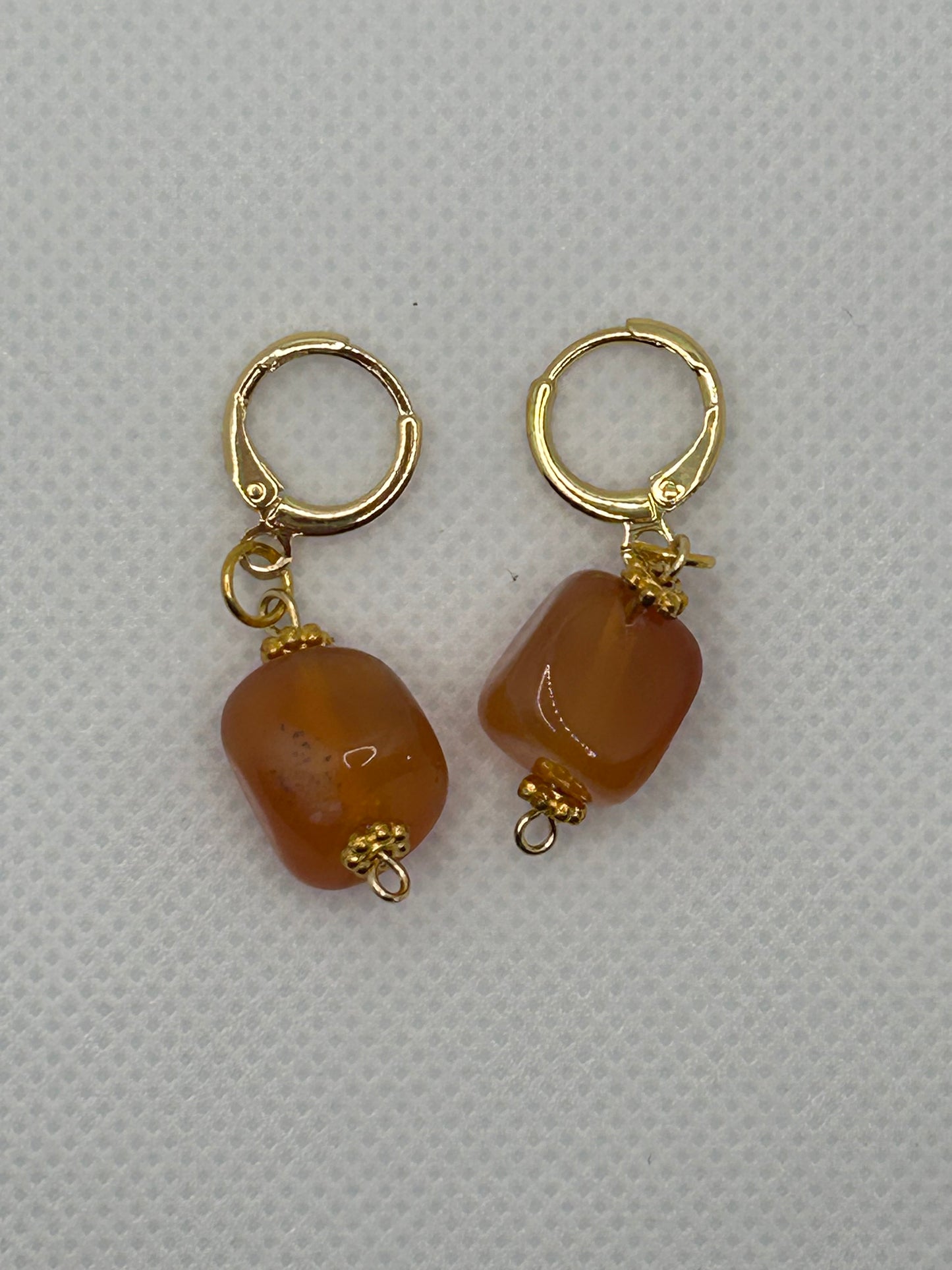 Brown stone Crystal Hoop Earrings