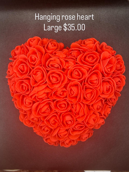 Hanging Rose Heart Red Large