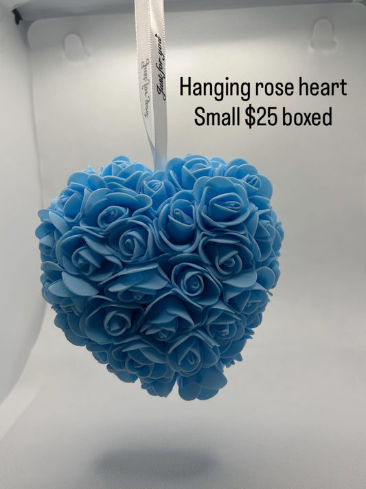 Hanging Rose Heart Blue Small