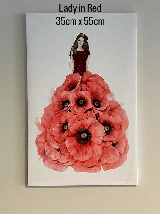 Lady in Red Embellished Print