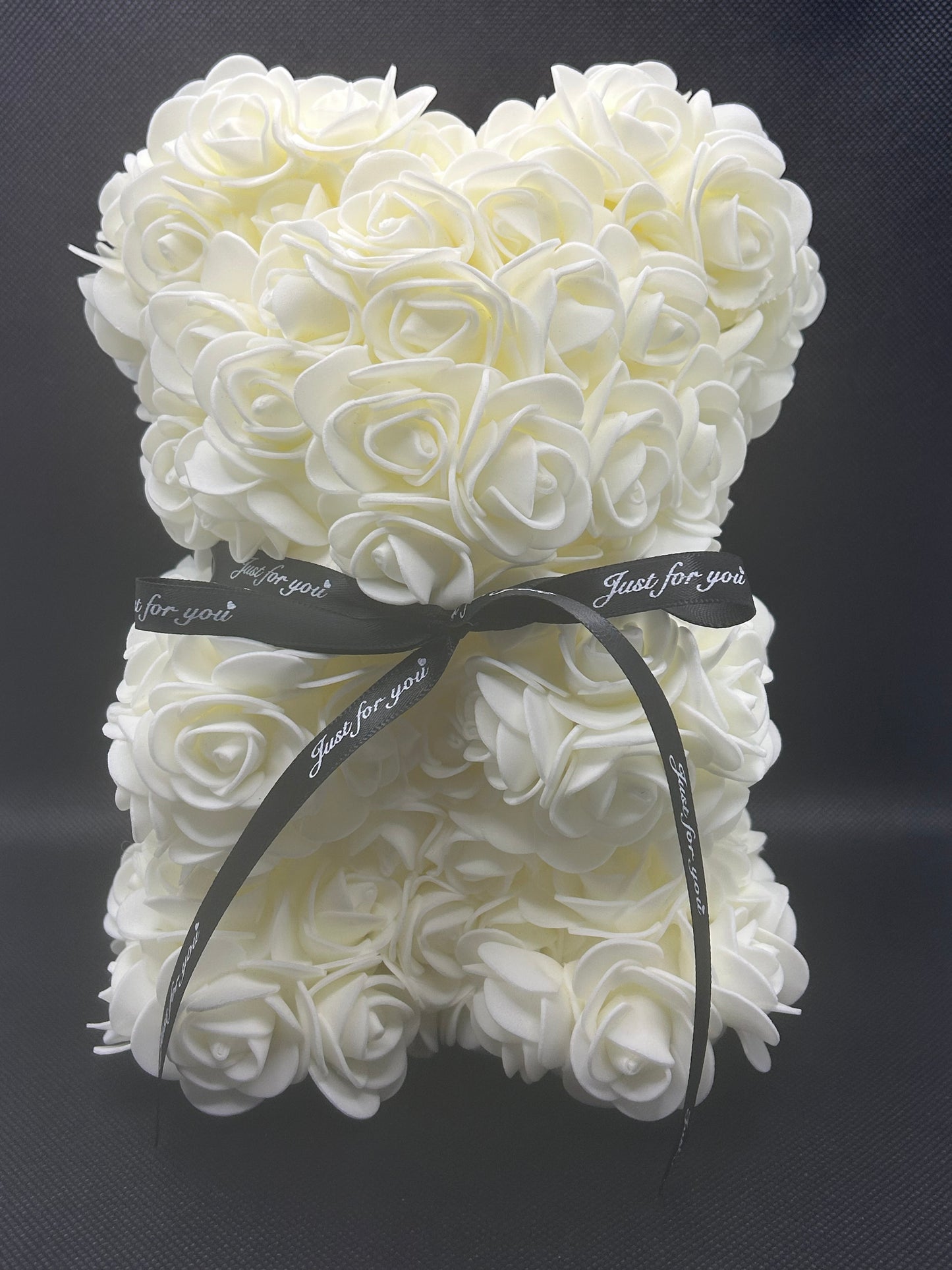Rose bear White with black ribbon