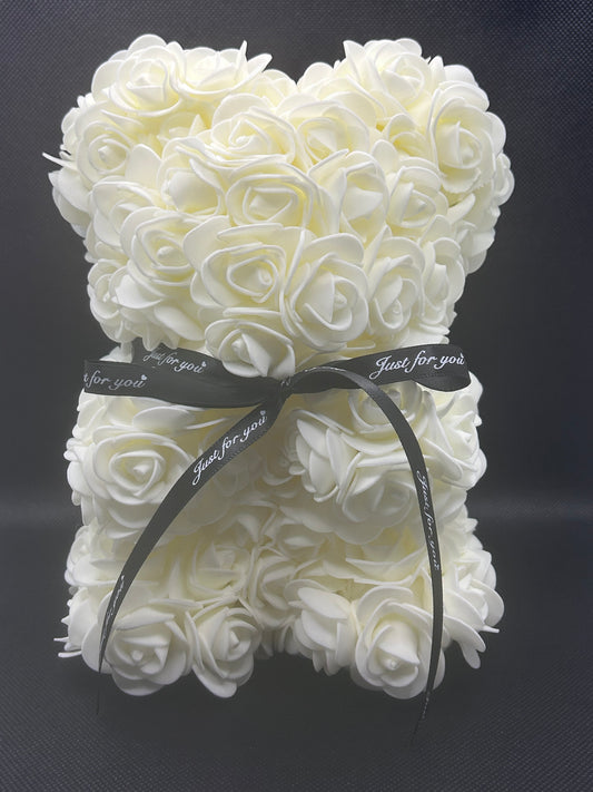 Rose bear White with black ribbon