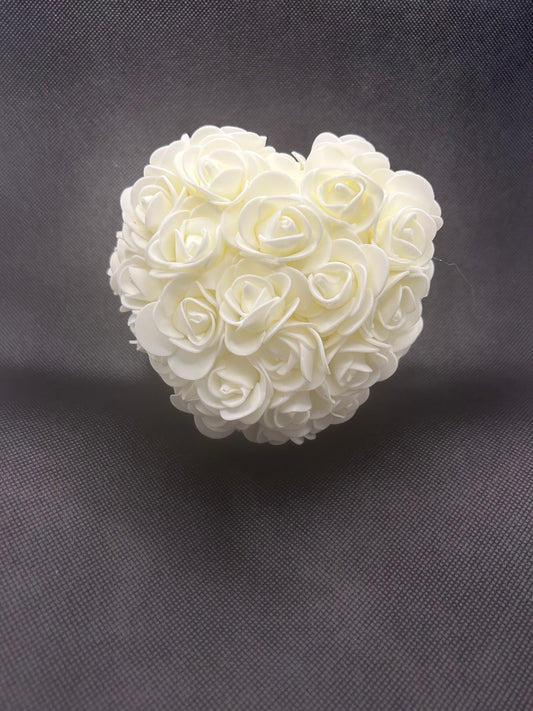 Hanging Rose Heart White Small