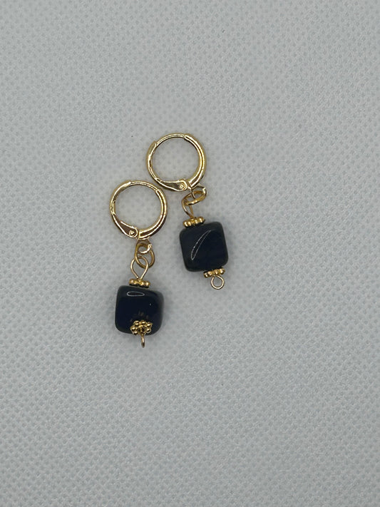 Black Onyx Stone Crystal Drop Earrings