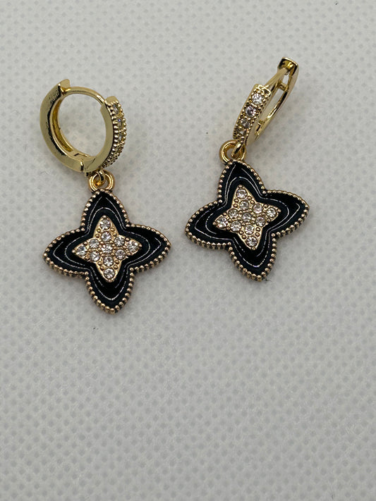 Four Pointed Star Diamond Earrings