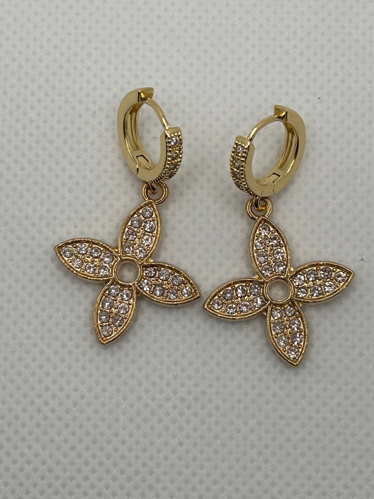 Four Pointed Gold Star Earrings